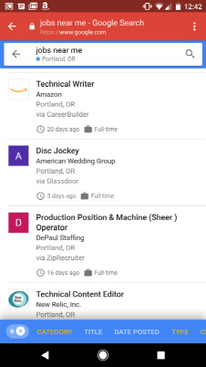 인공지능(AI)이 도입된 구글 채용정보 검색 서비스<테크크런치 캡처>